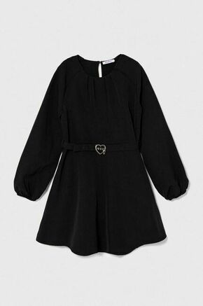 Otroška obleka Pinko Up črna barva - črna. Otroški obleka iz kolekcije Pinko Up. Model izdelan iz enobarvne tkanine. Zaradi vsebnosti poliestra je tkanina bolj odporna na gubanje.