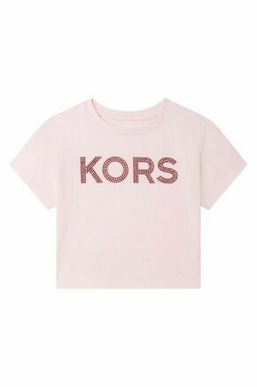 Otroška bombažna kratka majica Michael Kors roza barva - roza. Otroške kratka majica iz kolekcije Michael Kors. Model izdelan iz pletenine z nalepko.
