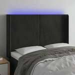 vidaXL LED posteljno vzglavje črno 147x16x118/128 cm žamet