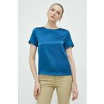 Majica Weekend Max Mara ženska - modra. Bluza iz kolekcije Weekend Max Mara, izdelana iz kombinacija dveh različnih materialov. Poliester zagotavlja večjo odpornost na gubanje.