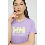 Bombažna kratka majica Helly Hansen vijolična barva - vijolična. Kratka majica iz kolekcije Helly Hansen. Model izdelan iz tanke, rahlo elastične pletenine.