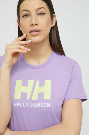Bombažna kratka majica Helly Hansen vijolična barva - vijolična. Kratka majica iz kolekcije Helly Hansen. Model izdelan iz tanke