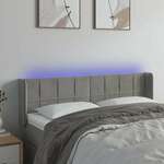 Greatstore LED posteljno vzglavje svetlo sivo 147x16x78/88 cm žamet