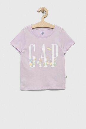 Otroška bombažna kratka majica GAP vijolična barva - vijolična. Otroške lahkotna kratka majica iz kolekcije GAP. Model izdelan iz izjemno udobne pletenine. Model iz mehke in na otip prijetne tkanine.