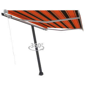 VidaXL Prostostoječa avtomatska tenda 350x250 cm oranžna/rjava