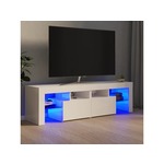 VIDAXL TV omarica z LED lučkami visok sijaj bela 140x36,5x40 cm