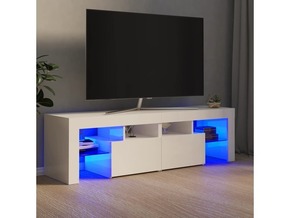 VIDAXL TV omarica z LED lučkami visok sijaj bela 140x36