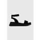 Sandali Calvin Klein Jeans SPORTY WEDGE ROPE SU CON ženski, črna barva, YW0YW00977 - črna. Sandali iz kolekcije Calvin Klein Jeans. Model je izdelan iz tekstilnega materiala. Model z mehkim, oblikovanim vložkom zagotavlja udobje.