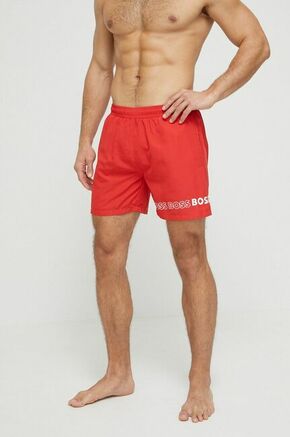 Kopalne kratke hlače BOSS rdeča barva - rdeča. Kopalne kratke hlače iz kolekcije BOSS. Model izdelan iz tkanine.
