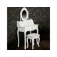 VIDAXL Toaletna mizica z ogledalom in stolčkom bele barve
