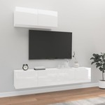 shumee Komplet TV omaric 3-delni visok sijaj bel inženirski les
