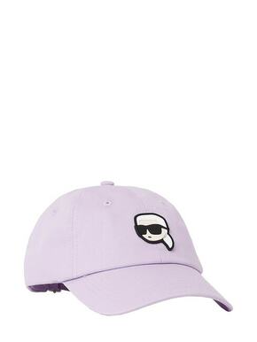 Bombažna bejzbolska kapa Karl Lagerfeld vijolična barva - vijolična. Kapa s šiltom vrste baseball iz kolekcije Karl Lagerfeld. Model izdelan iz materiala z nalepko.