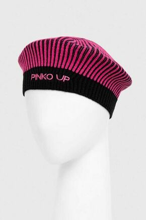 Otroška baretka Pinko Up črna barva - črna. Otroške baretka iz kolekcije Pinko Up. Model izdelan iz vzorčastega materiala. Izjemno udoben material z visoko vsebnostjo viskoze.