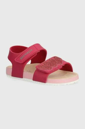 Otroški usnjeni sandali Garvalin roza barva - roza. Otroški sandali iz kolekcije Garvalin. Model je izdelan iz kombinacije naravnega usnja in tekstilnega materiala. Model z mehkim