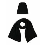 Kapa in šal s primesjo volne BOSS črna barva - črna. Kapa in šal iz kolekcije BOSS. Model izdelan iz vzorčaste pletenine. Bleščeča tkanina s kovinsko nitjo.