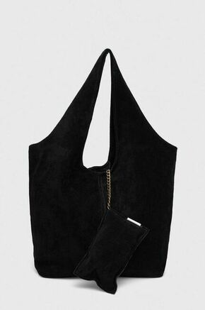 Torbica iz semiša Answear Lab črna barva - črna. Velika torbica iz kolekcije Answear Lab. Model na zapenjanje