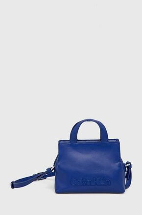 Torbica Calvin Klein - modra. Majhna torbica iz kolekcije Calvin Klein. na zapenjanje model