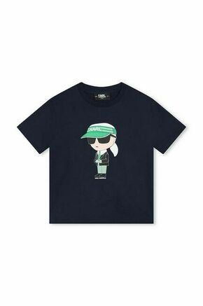 Otroška bombažna kratka majica Karl Lagerfeld mornarsko modra barva - mornarsko modra. Otroške kratka majica iz kolekcije Karl Lagerfeld