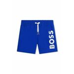 Bombažne kratke hlače za dojenčke BOSS - modra. Kratke hlače za dojenčka iz kolekcije BOSS. Model izdelan iz tekstilnega materiala.