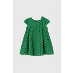 Otroška bombažna obleka Mayoral zelena barva - zelena. Obleka za dojenčke iz kolekcije Mayoral. Nabran model izdelan iz enobarvne tkanine.
