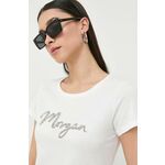 Kratka majica Morgan ženski, bela barva - bela. Kratka majica iz kolekcije Morgan, izdelana iz elastične pletenine. Model iz mehke in na otip prijetne tkanine.