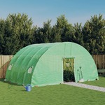 vidaXL Rastlinjak z jeklenim ogrodjem zelen 24 m² 6x4x2,85 m