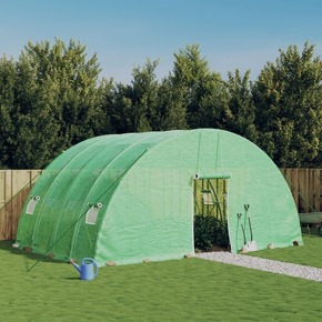 VidaXL Rastlinjak z jeklenim ogrodjem zelen 24 m² 6x4x2