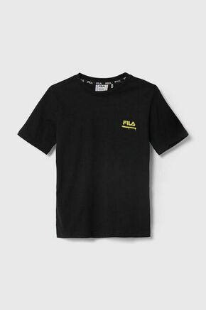 Otroška bombažna kratka majica Fila LEGAU črna barva - črna. Otroška lahkotna kratka majica iz kolekcije Fila