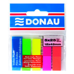 Donau Samolepilni plastični zaznamki 12 x 45 mm - mešanica neonskih barv