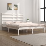 shumee Okvir za posteljo, bel, masivni borov les, 120x190 cm, dvoposteljna