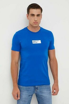 Bombažna kratka majica Calvin Klein Jeans - modra. Kratka majica iz kolekcije Calvin Klein Jeans