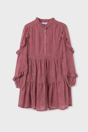 Otroška obleka Mayoral vijolična barva - vijolična. Otroški obleka iz kolekcije Mayoral. Model izdelan iz enobarvne tkanine. Poliester zagotavlja večjo odpornost na gubanje.