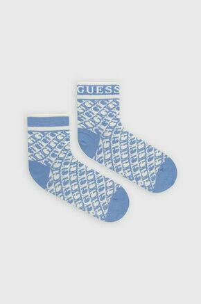 Nogavice Guess ženski - modra. Visoke nogavice iz kolekcije Guess. Model izdelan iz elastičnega