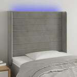 shumee LED posteljno vzglavje svetlo sivo 93x16x118/128 cm žamet