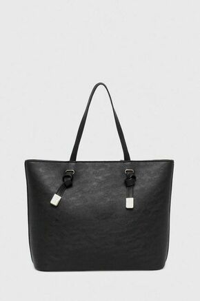 Torbica Silvian Heach črna barva - črna. Velika nakupovalna torbica iz kolekcije Silvian Heach. Model na zapenjanje