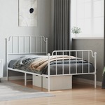 vidaXL Kovinski posteljni okvir z vzglavjem in vznožjem&nbsp;bel 100x190 cm