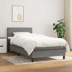 Greatstore Box spring postelja z vzmetnico temno siva 100x200 cm blago