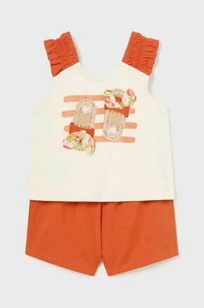 Komplet za dojenčka Mayoral oranžna barva - oranžna. Top in kratke hlače za dojenčke iz kolekcije Mayoral. Model izdelan iz udobnega materiala.