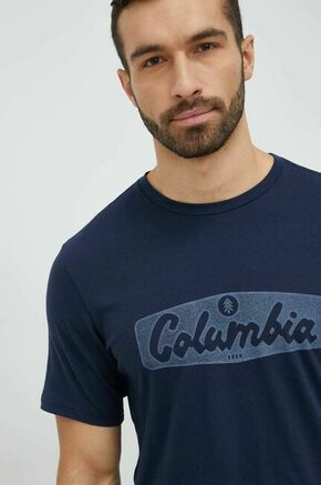 Columbia kratka majica - mornarsko modra. Kratka majica iz kolekcije Columbia. Model izdelan iz pletenine s potiskom.