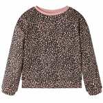 vidaXL Otroški pulover leopardji potisk srednje roza 92
