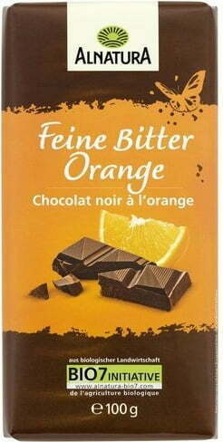 Bio fina temna čokolada s pomarančo - 100 g
