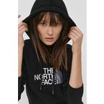 Bombažna mikica The North Face ženska, črna barva, s kapuco - črna. Mikica s kapuco iz kolekcije The North Face. Model izdelan iz debele, elastične pletenine.