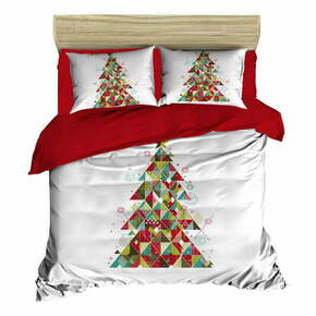 Rdeča/bela satenasta posteljnina za zakonsko posteljo/podaljšana 200x220 cm – Mijolnir