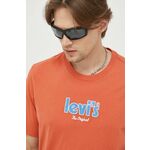 Bombažna kratka majica Levi's oranžna barva - oranžna. Ohlapna kratka majica iz kolekcije Levi's. Model izdelan iz tanke, elastične pletenine.
