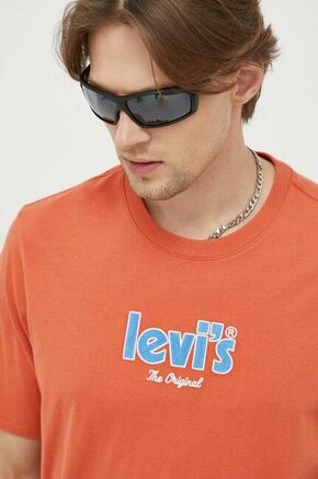 Bombažna kratka majica Levi's oranžna barva - oranžna. Ohlapna kratka majica iz kolekcije Levi's. Model izdelan iz tanke