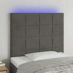 Vidaxl LED posteljno vzglavje temno sivo 90x5x118/128 cm žamet