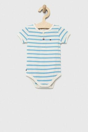 Body za dojenčka Tommy Hilfiger - modra. Body za dojenčka iz kolekcije Tommy Hilfiger. Model izdelan iz vzorčaste pletenine.