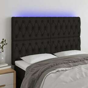 Shumee LED posteljno vzglavje črno 144x7x118/128 cm blago