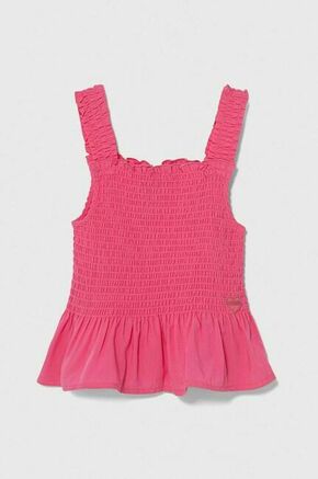 Otroški top Guess roza barva - roza. Otroške top iz kolekcije Guess. Model izdelan iz tkanine. Model iz izjemno udobne tkanine z visoko vsebnostjo viskoze.