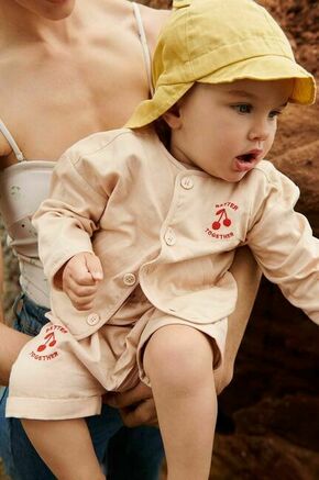 Otroška kapa iz lanene mešanice Liewood bež barva - rumena. Otroški kapa iz kolekcije Liewood. Model izdelan iz enobarvne tkanine.